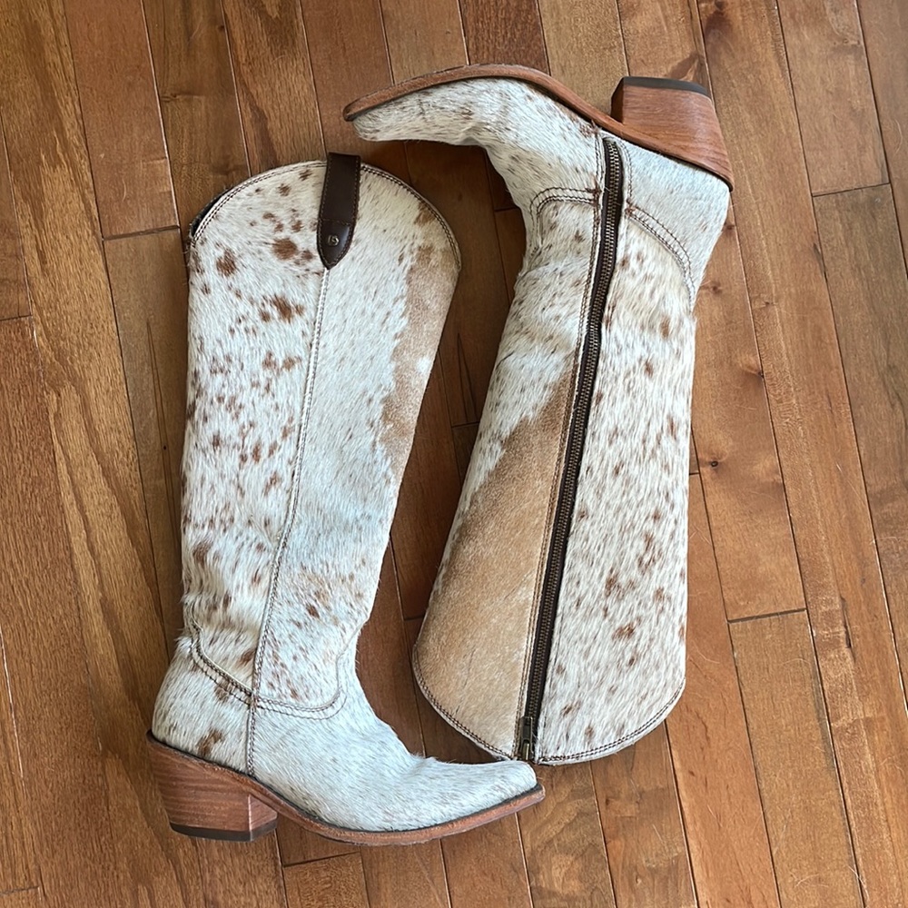 BEAUTIFUL WESTERN Liberty Black Speckled Calf HAIR ON Tall COWHIDE Western Boot